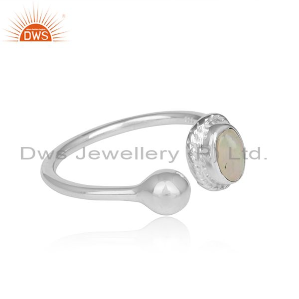 Ethiopian Opal Wrapped Fine Sterling Silver Facing Ring