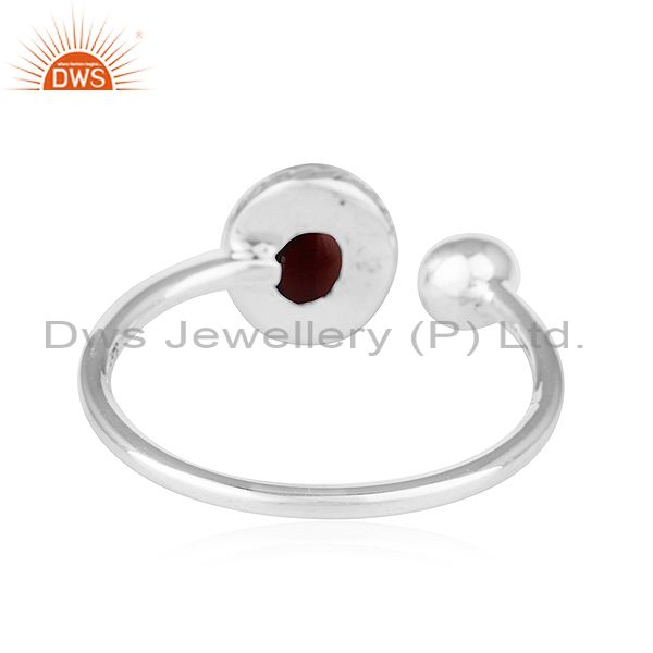 Exporter Natural Garnet Gemstone Designer Oxidized Sterling Silver Ring Jewelry