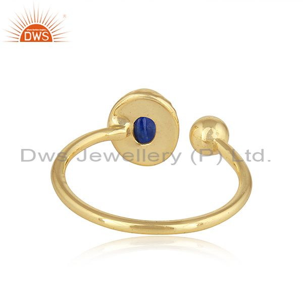 Exporter Lapis Lazuli Gemstone Hanmdade Design 18k Gold Plated Silver Rings