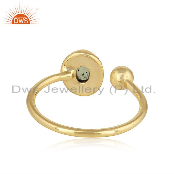 Exporter Peridot Gemstone Yellow Gold Plated Designer Silver Ring For Womens