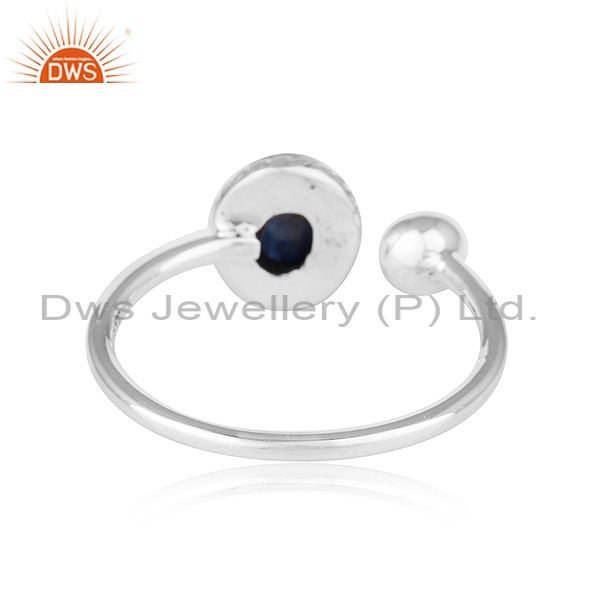 Exporter Natural Blue Sapphire Gemstone Designer Oxidized Silver Ring Jewelry