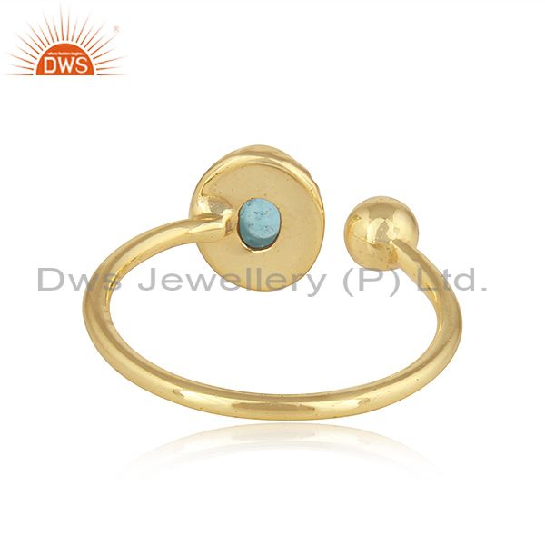 Suppliers Arizona Turquoise Gemstone 925 Silver Gold Plated Designer Rings