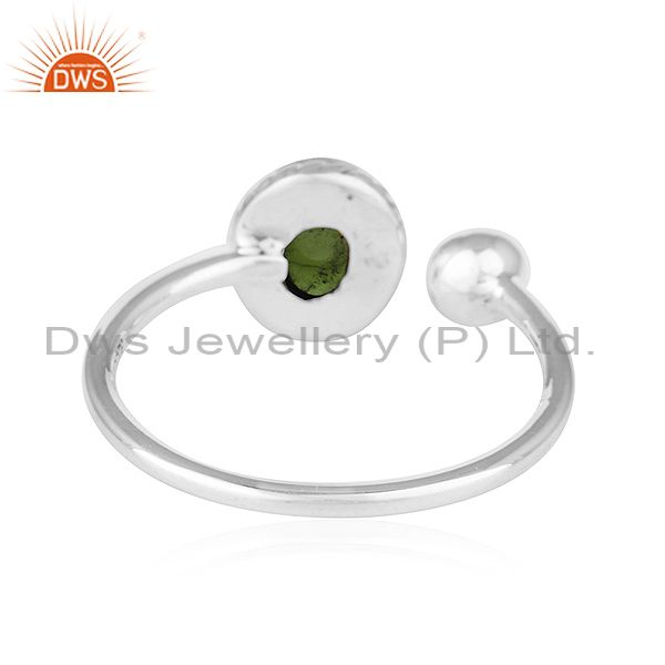 Exporter Designer Antique Silver Green Tourmaline Gemstone Ring For Womens