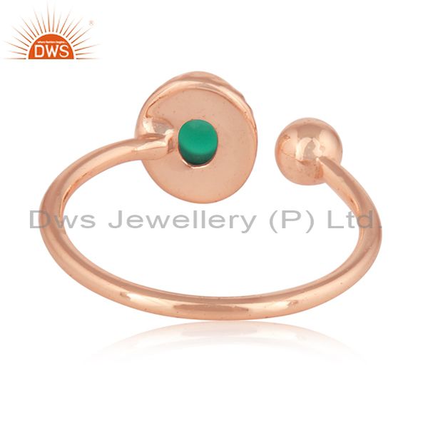 Green onyx gemstone rose gold plated silver womens rings jewelry
