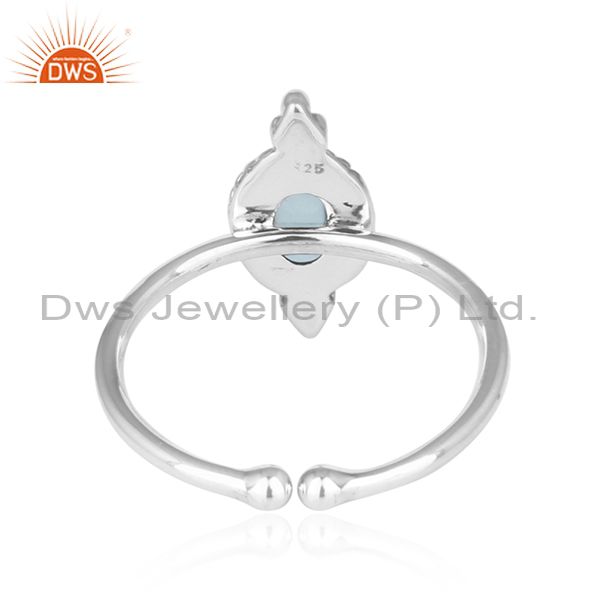 Exporter Blue Topaz Gemstone Oxidized Sterling Fine Silver Ring Jewelry