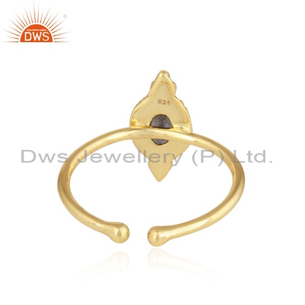 Exporter Designer Gold Plated Silver Labradorite Gemstone Stackable Rings