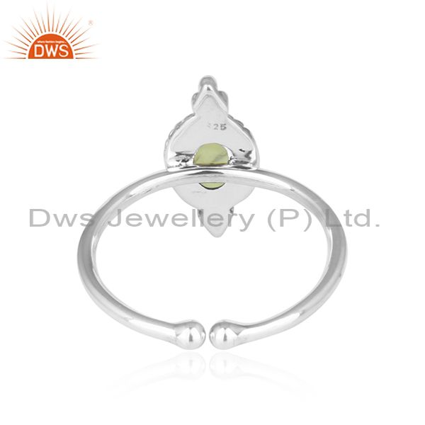 Exporter Peridot Gemstone Antique Design 92.5 Sterling Silver Ring Jewelry