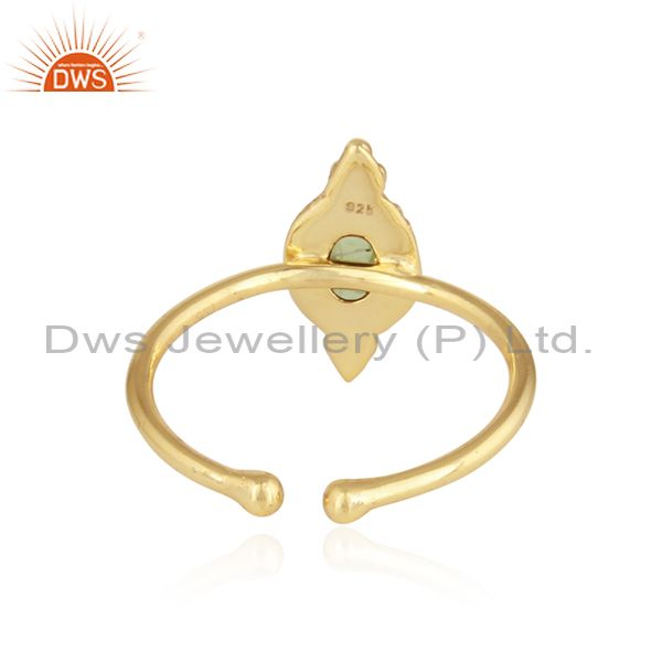 Suppliers Yellow Gold Plated Designer Silver Peridot Gemstone Ring Jewelry