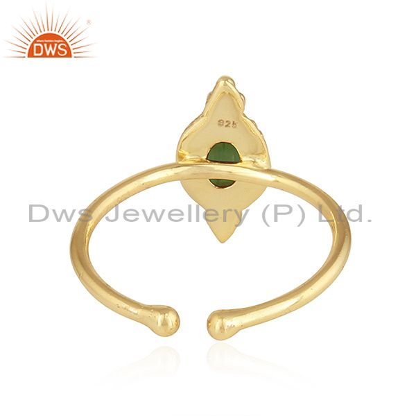 Exporter Gold Plated 92.5 Silver Green Tourmaline Gemstone Rings Jewelry