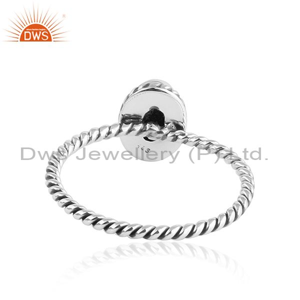Exporter Oxidized Twisted Silver Black Rutile Gemstone Stackable Rings