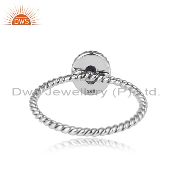 Iolite gemstone oxidized 925 silver handmade ring jewelr for girls