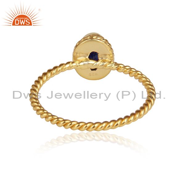 Designer of Blue sapphire gemstone designer yellow gold plated silver rings