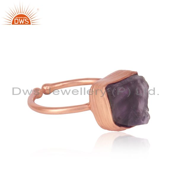Designer of Handcrafted bold organic amethyst ring in yellow gold on silver