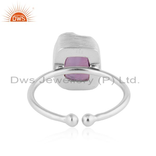 Exporter New Designer Fine Silver Rough Amethyst Gemstone Adjustable Ring