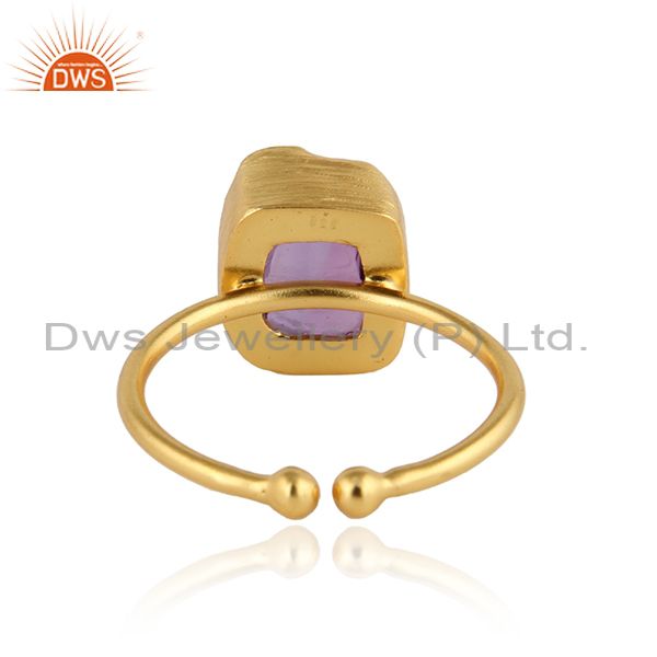 Exporter Handmade Gold Plated Silver Amethyst Gemstone Adjustable Rings