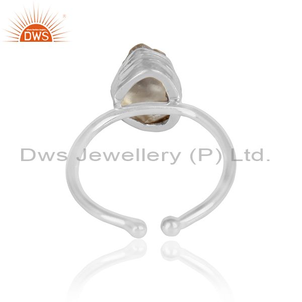 Unshape Citrine Gemstone Designer 925 Sterling Silver Rings