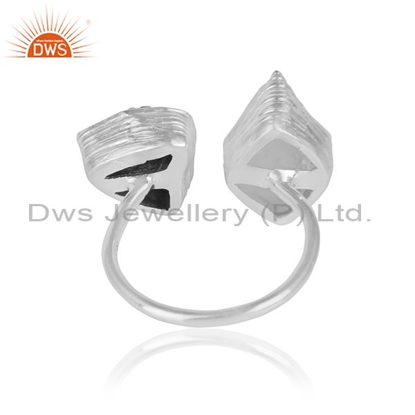 Rough garnet crystal quartz gemstone designer 925 silver rings