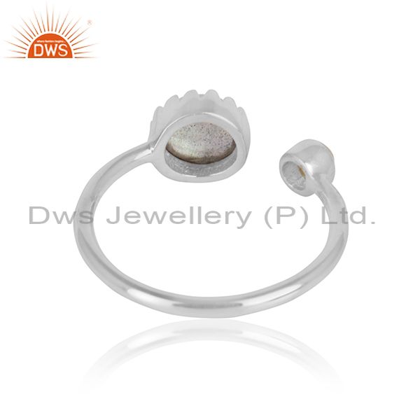 Pearl labradorite gemstone girls 925 sterling silver ring jewelry