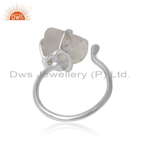 Handcrafted designer crystal rough gemstone ring in silver 925