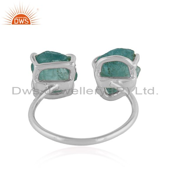 Natural Apatite Gemstone Designer Sterling Fine Silver Rings