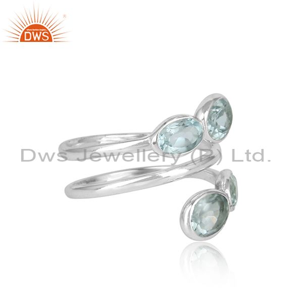925 sterling fine silver natural blue topaz gemstone rings jewelry