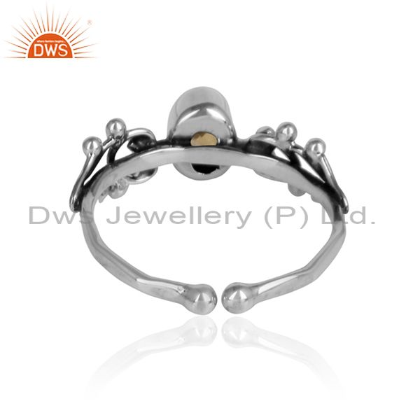 Designer oxidized 925 silver citrine gemstone womens ring jewelry