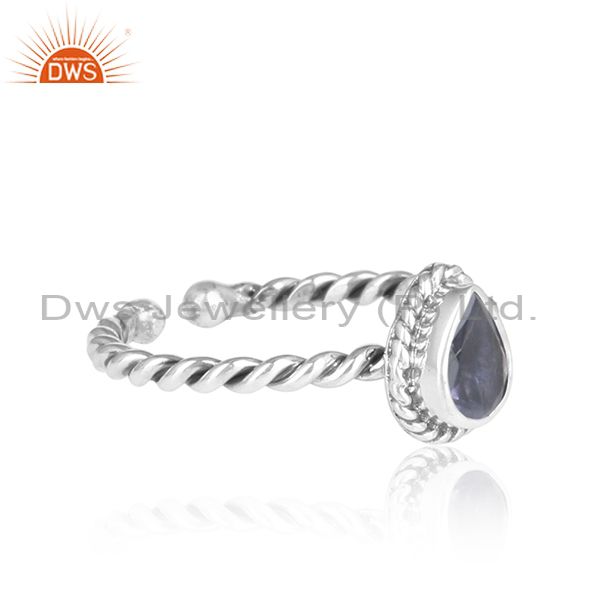 Iolite Gemstone Designer 925 Sterling Silver Oxidized Rings