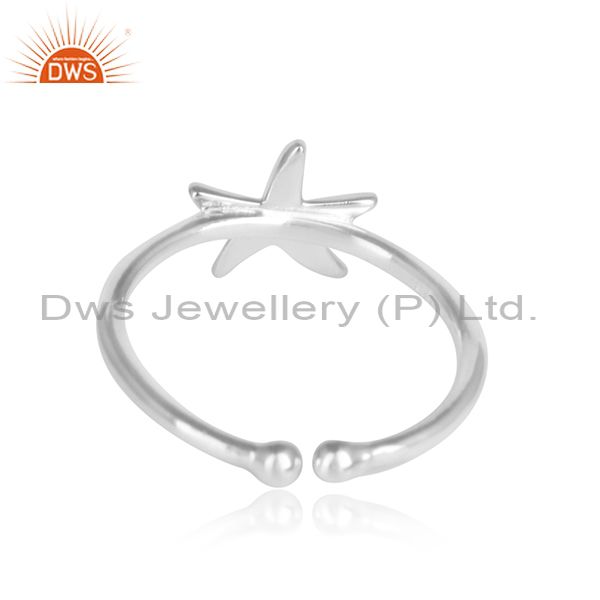 White zircon star design 925 sterling fine silver womens rings