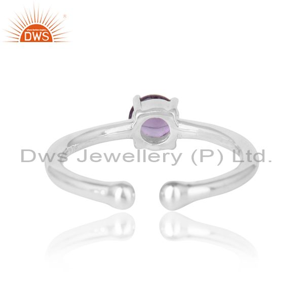 Elegant Dainty Solitaitre Ring In Silver 925 With Amethyst