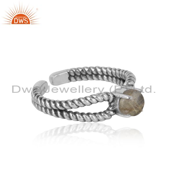 Designer of Designer twisted ring in oxidized silver 925 with black rutile