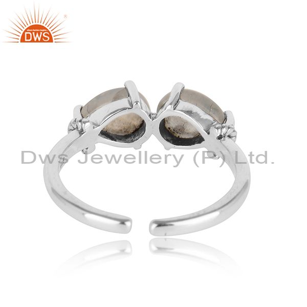 Oxidised Silver 925 Ring Handmade With Duo Rainbow Moonstone