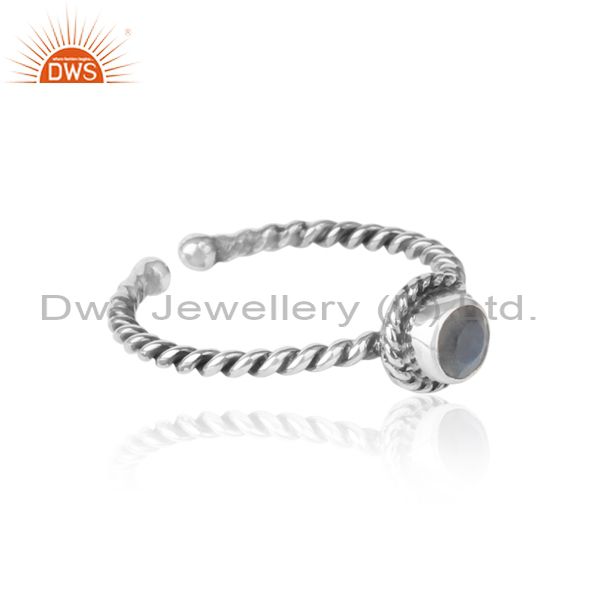 Designer of Labradorite twisted handmade designer ring in oxidized silver 925