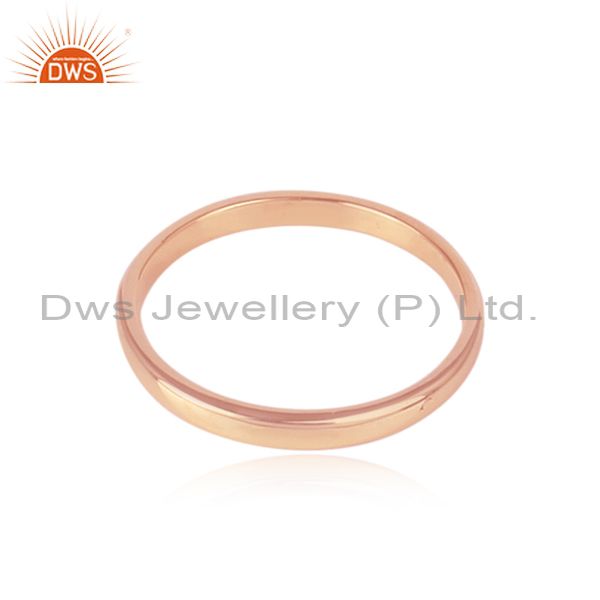 Classic Plain Band Ring In Rose Gold On Silver 925