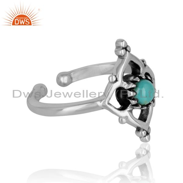 Designer of Handmade designer arizona turquoise ring in oxidized silver 925