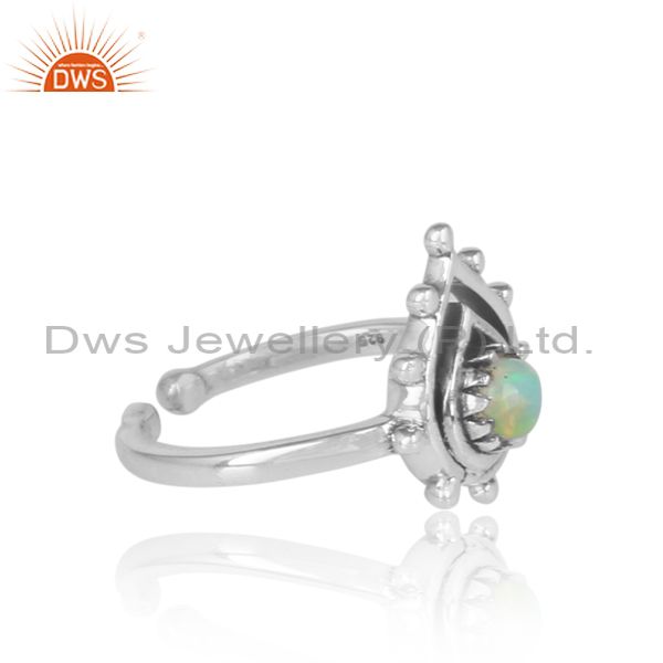 Handcrafted designer ring in oxidized silver 925 and ethiopian opal