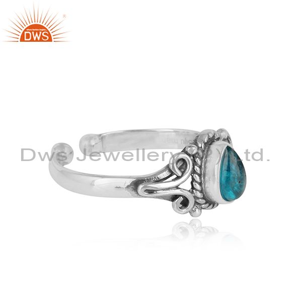 Designer of Designer handmade dainty ring in oxidized silver with howlite