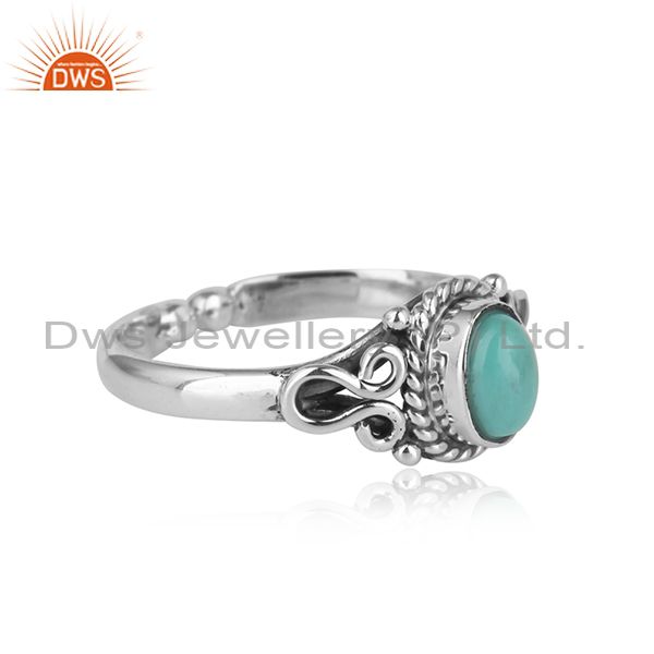 Designer of Handcrafted designer arizona turquoise ring in oxidized silver 925