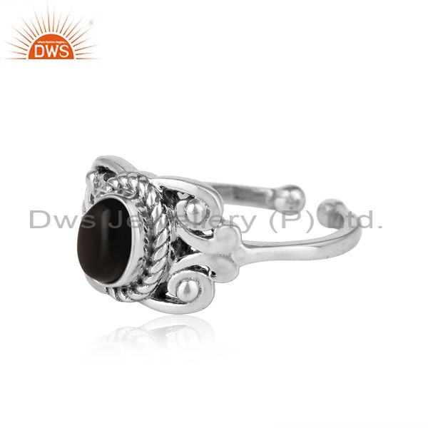 Designer of Designer bohemian oxidize finish on silver ring with black onyx