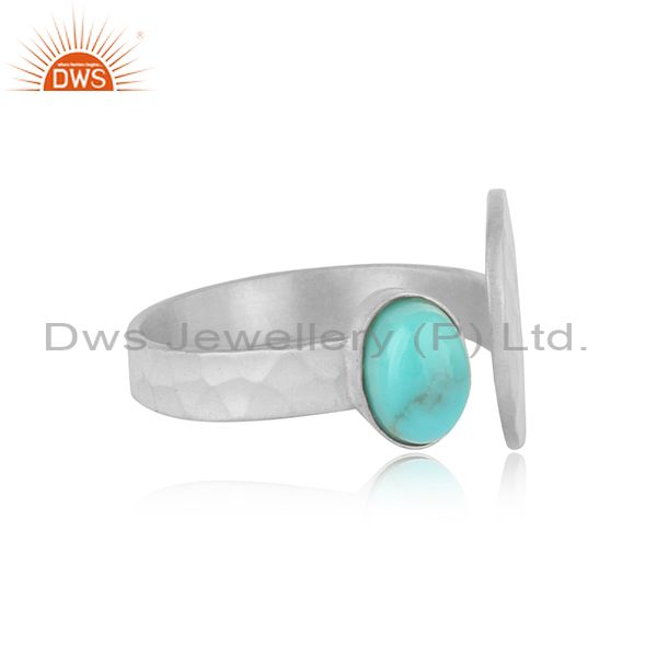 Handmade hammered sterling silver 925 ring with arizona turquoise