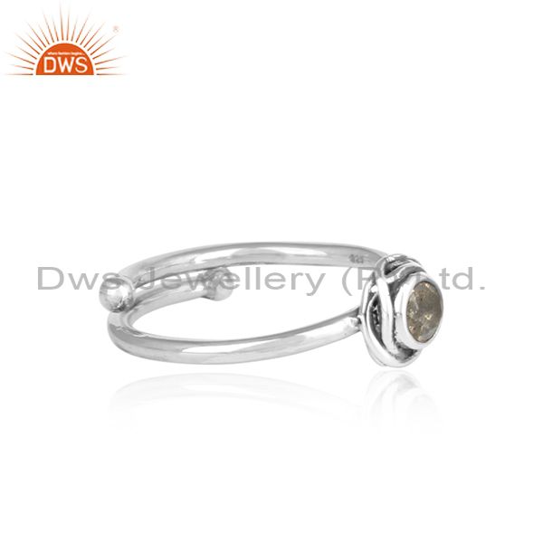 Labradorite Cut Sterling Silver Oxidized Adjustable Ring