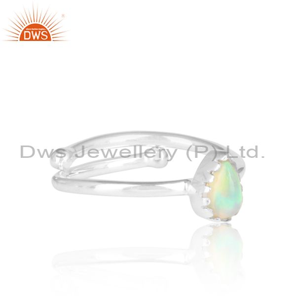 Ethiopian Opal Gemstone Sterling Silver White Ring