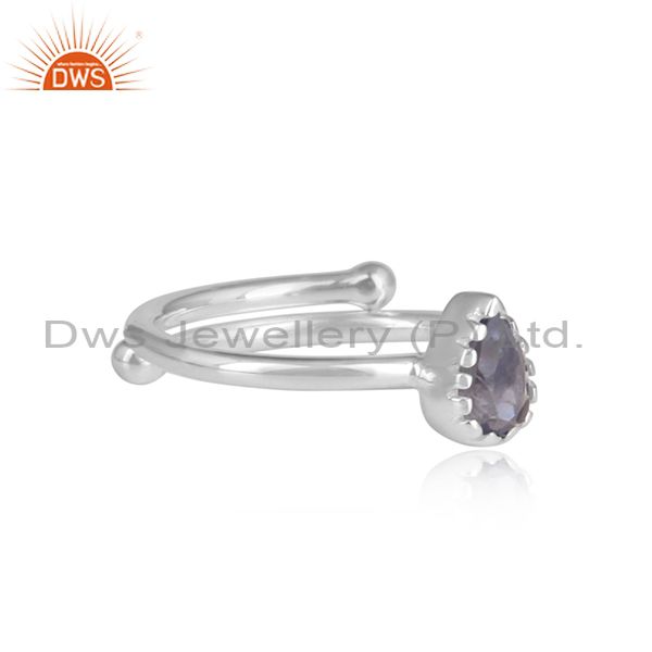 Iolite Set Sterling Silver Pear Shaped White Ring