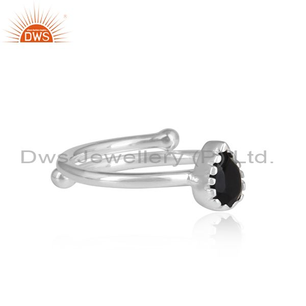 Black Onyx Set Sterling Silver White Ring