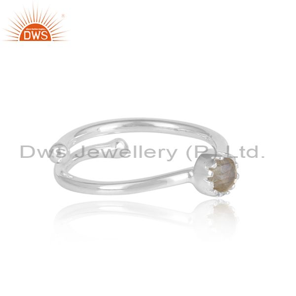 Labradorite Set 925 Oxidized Silver Crown Ring