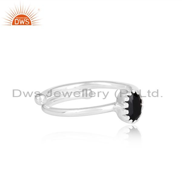 Black Onyx Cut Sterling Silver Ring For All Sizes