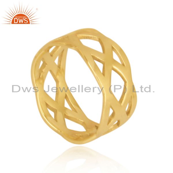 Handmade 18k Gold On 925 Silver Band Style Statement Ring