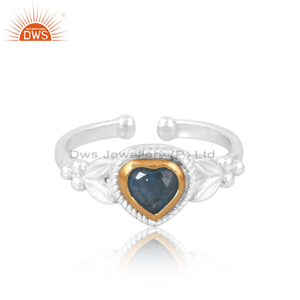 Gold Plated Heart Aquamarine Engagement Ring