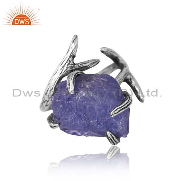 Sterling Silver Ring In Tanzanite Rough Unshaped