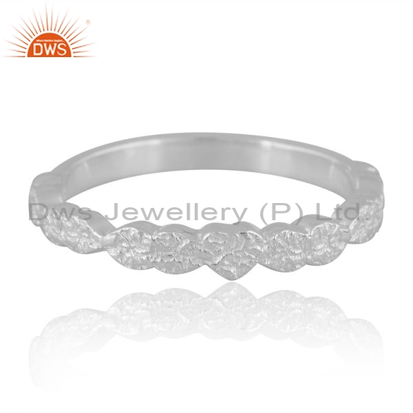 Sterling Silver White Ring With Engraved Designs On Top