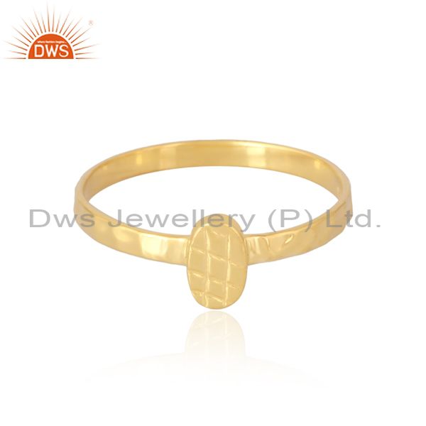 Oval Silver Dandi Tokna Texture Ring With Silver 18K Gold